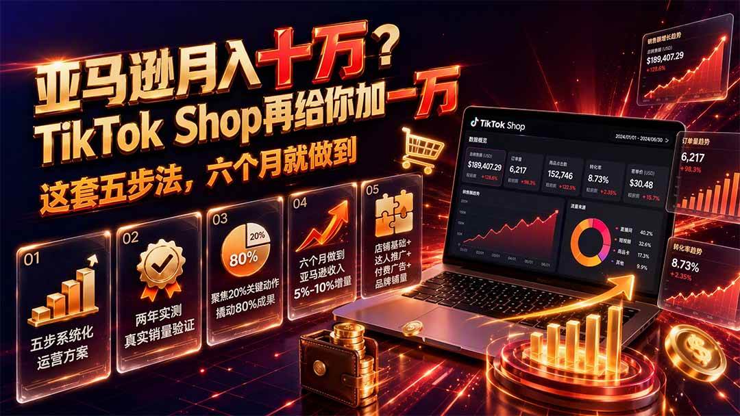 （19643期）亚马逊月入十万？TikTok Shop再给你加一万——这套五步法，六个月就做到【原创双语字幕】-UUY