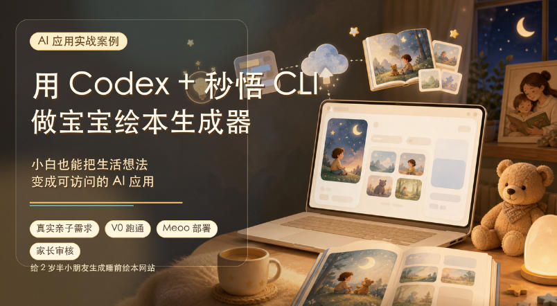 AI应用实战案例，用Codex+秒悟CLl做宝宝绘本生成器，小白也能把生活想法变成可访问的AI应用-UUY