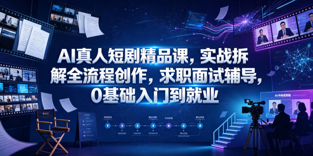 AI真人短剧精品课，实战拆解全流程创作，求职面试辅导，0基础入门到就业-UUY