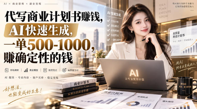 代写商业计划书賺钱，AI快速生成，一单500-1K，賺确定性的钱-UUY