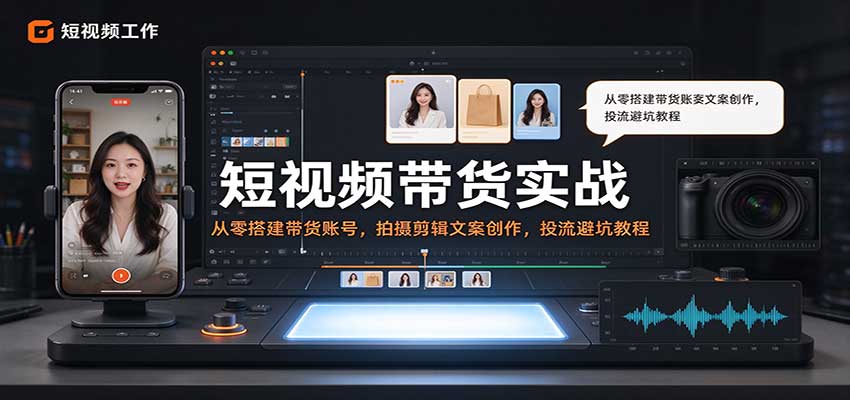 短视频带货实战：从零搭建带货账号，拍摄剪辑文案创作，投流避坑教程-UUY