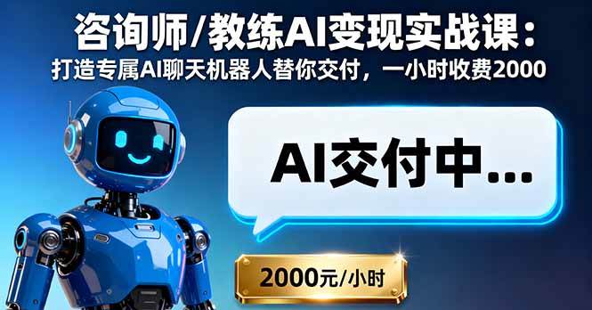 （16233期）咨询师/教练AI变现实战课：打造专属AI聊天机器人替你交付，一小时收费2000-UUY