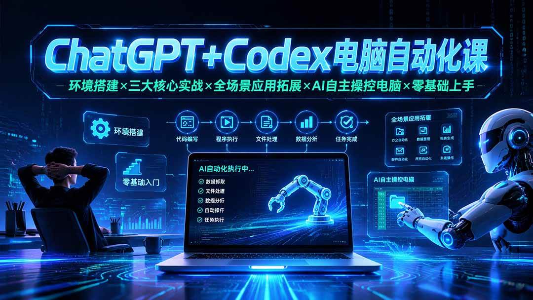 （19583期）ChatGPT+Codex电脑自动化课：环境搭建×三大核心实战×全场景应用拓展×AI自主操控电脑×零基础上手-UUY