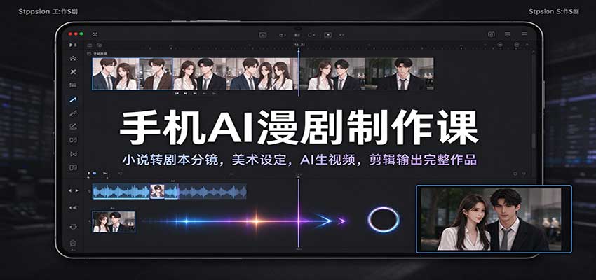 手机AI漫剧制作课：小说转剧本分镜，美术设定，AI生视频，剪辑输出完整作品-UUY
