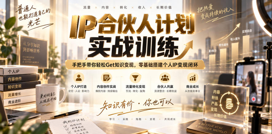 IP合伙人计划实战训练，手把手带你轻松Get知识变现，零基础搭建个人IP变现闭环（更新260908）-UUY