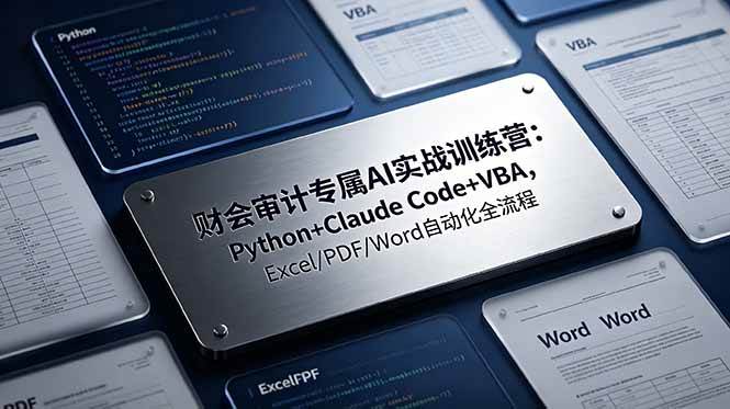 （19028期）财会审计专属 AI实战训练营：Python+Claude Code+VBA，Excel/PDF/Word自动化全流程-UUY
