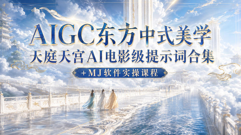 AIGC东方中式美学天庭天宫AI电影级提示词合集+MJ软件实操课程-UUY