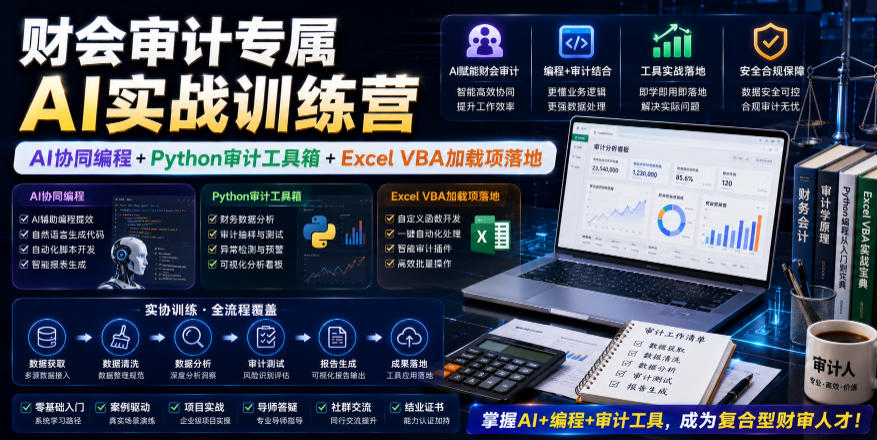 财会审计专属AI实战训练营｜AI协同编程+Python审计工具箱+Excel VBA加载项落地（更新0816）-UUY