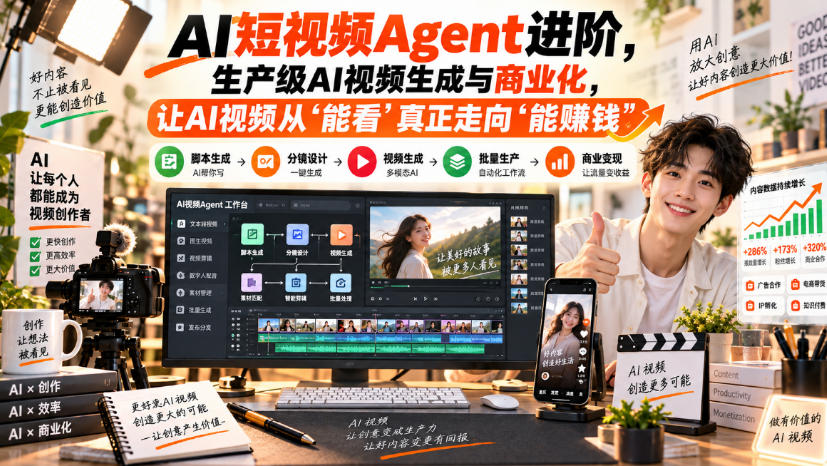 AI短视频Agent进阶，生产级AI视频生成与商业化，让AI视频从”能看”真正走向”能賺钱”-UUY
