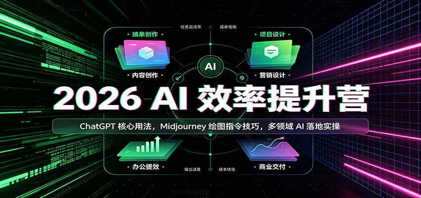 2026 AI效率提升营：ChatGPT核心用法，Midjourney绘图指令技巧，多领域AI落地实操-UUY