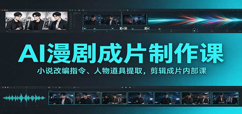 AI漫剧成片制作课：小说改编指令、人物道具提取，剪辑成片全流程-UUY