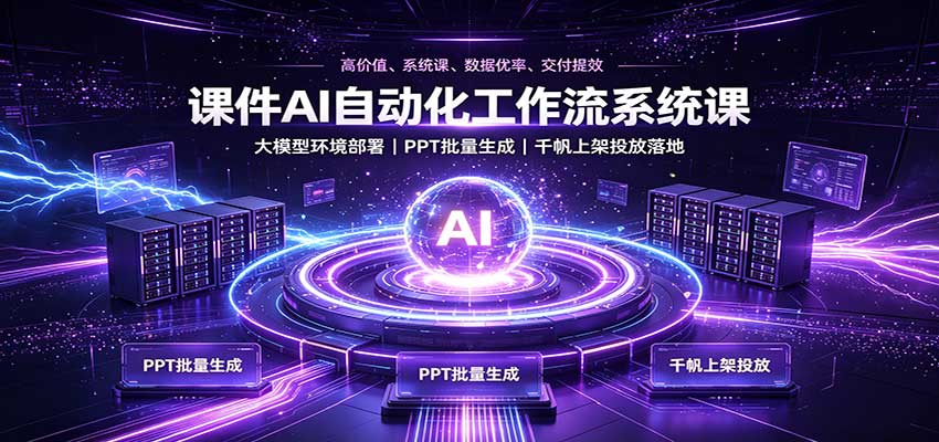 课件AI自动化工作流系统课：大模型环境部署，PPT批量生成，千帆上架投放落地-UUY