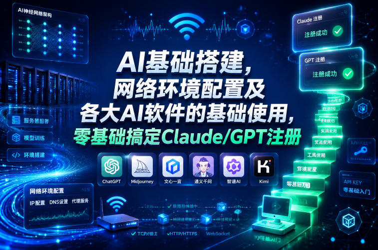 AI基础搭建，网络环境配置及各大AI软件的基础使用，零基础搞定Claude/GPT注册-UUY