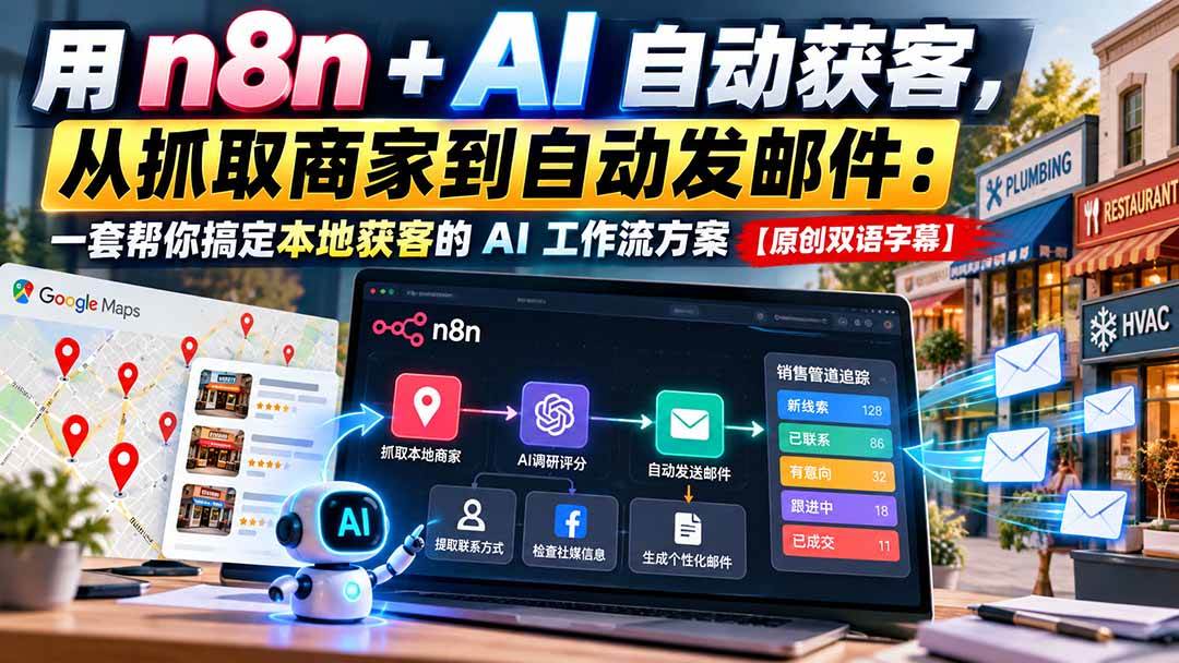 （21076期）用 n8n + AI 自动获客，从抓取商家到自动发邮件：一套帮你搞定本地获客的 AI 工作流方案【原创双语字幕】-UUY
