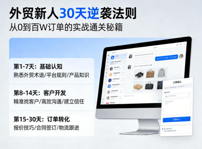 外贸新人30天逆袭法则，教你从0到百W订单的实战通关秘籍-UUY