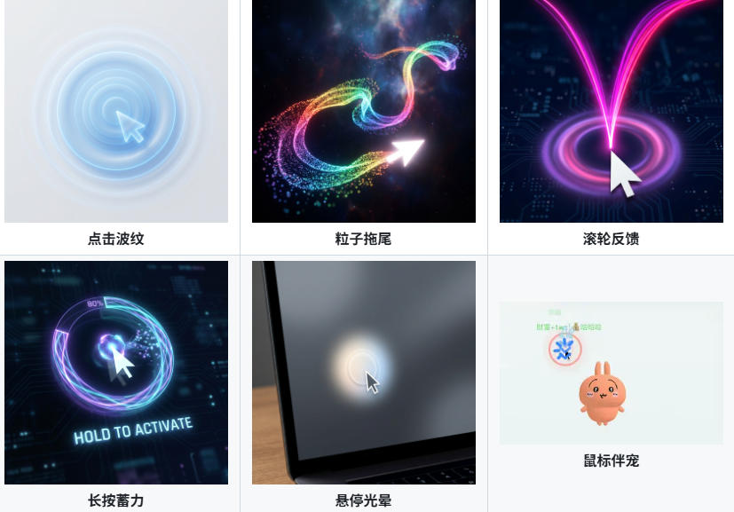 Github开源小工具，轻量、高性能的Windows桌面鼠标特效工具！多种主题可选，完全免费MFCMouseEffect-UUY