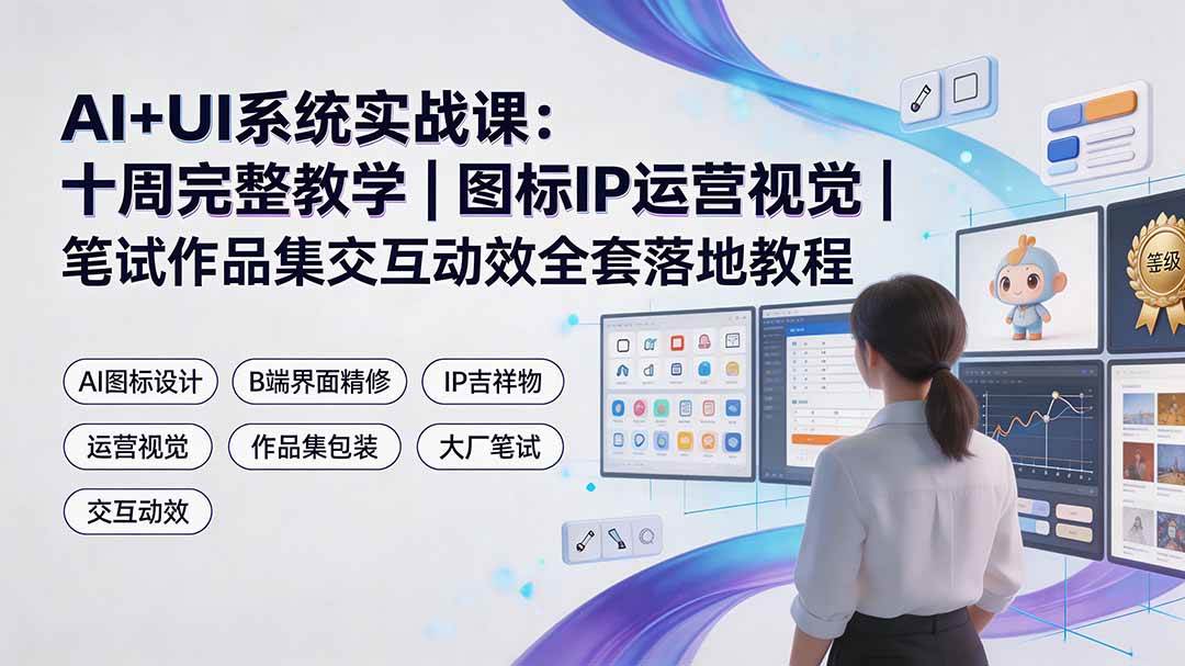（19378期）AI+UI系统实战课：十周完整教学｜图标IP运营视觉｜笔试作品集交互动效全套落地教程-UUY