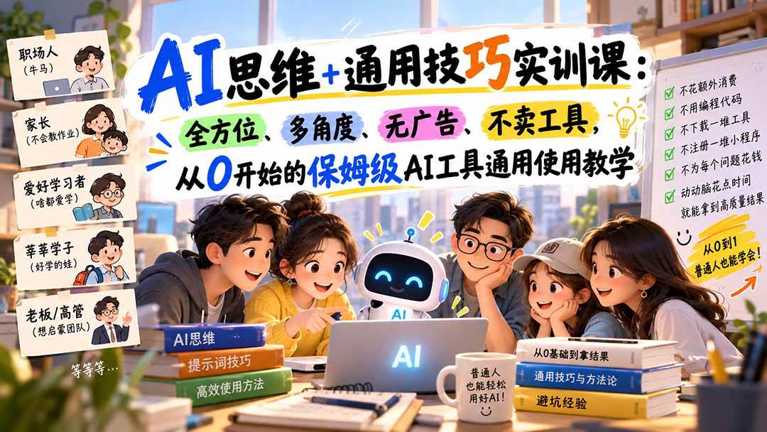 （20680期）AI思维+通用技巧实训课：全方位、多角度、无广告、不卖工具，从0开始的保姆级AI工具通用使用教学-UUY