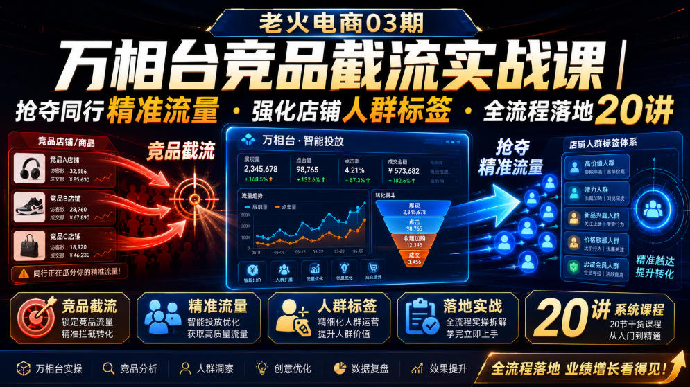 老火电商03期・万相台竞品截流实战课｜抢夺同行精准流量・强化店铺人群标签・全流程落地20讲-UUY