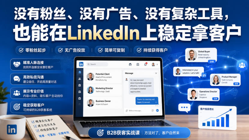 没有粉丝、没有广告、没有复杂工具，也能在LinkedIn上稳定拿客户【原创双语字幕】-UUY