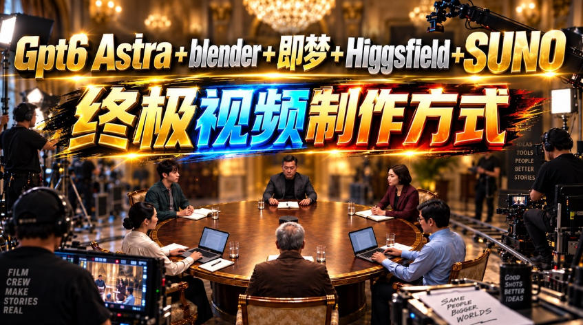 GPT-6 Astra+Blender+即梦+Higgsfield+Suno=终极视频制作方式！-UUY