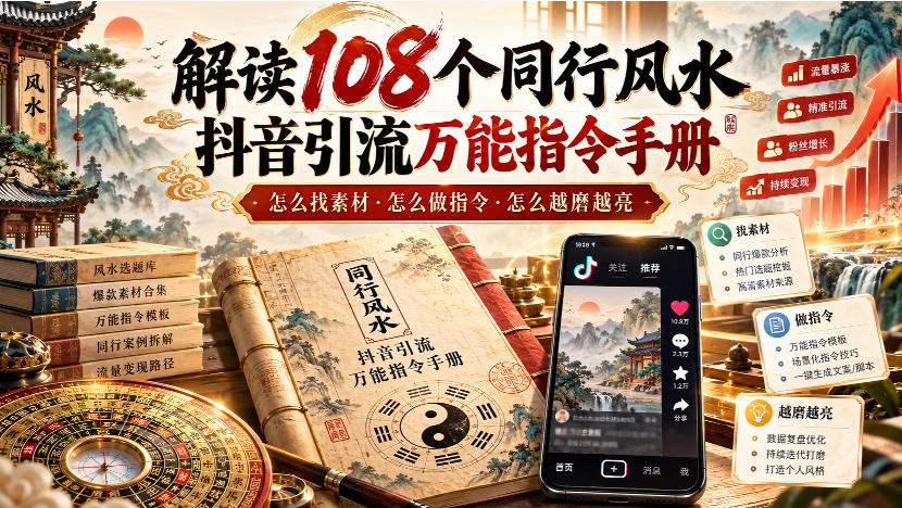 解读108个同行风水抖音引流万能指令手册，怎么找素材·怎么做指令·怎么越磨越亮【文档】-UUY