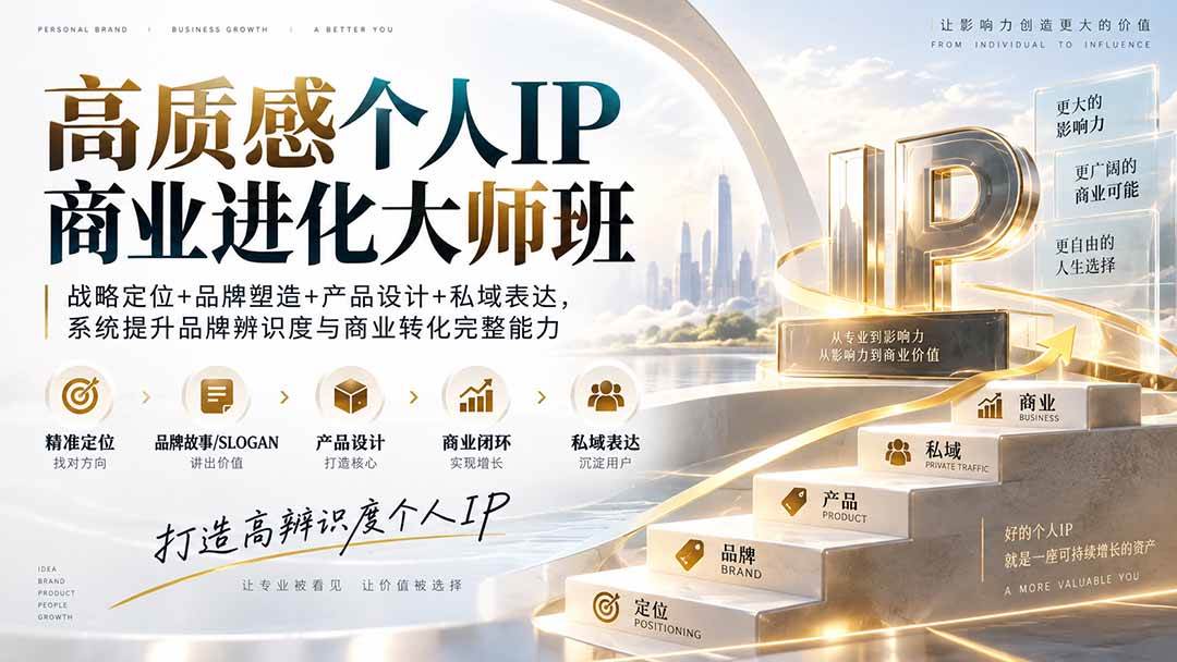 （20324期）高质感个人IP商业进化大师班：战略定位+品牌塑造+产品设计+私域表达，系统提升品牌辨识度与商业转化完整能力-UUY