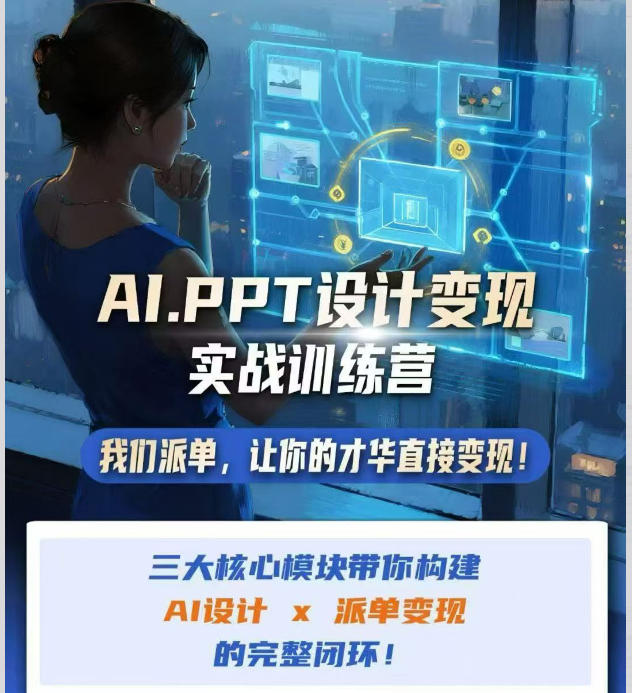 AI+PPT设计变现实战训练营，我们派单，让你的才华直接变现，三大核心模块带你构建Al设计x派单变现的完整闭环-UUY