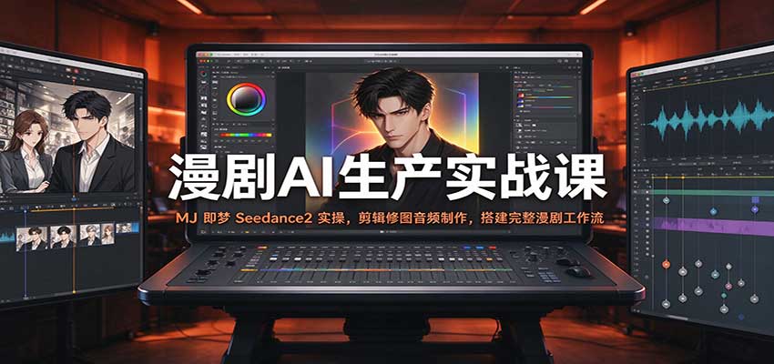 漫剧AI生产实战课：MJ 即梦 Seedance2 实操，剪辑修图音频制作，搭建完整漫剧工作流-UUY