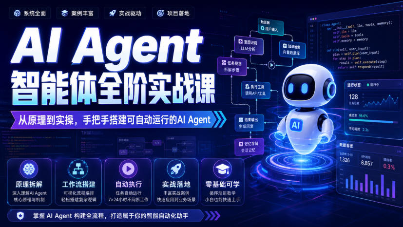 AI Agent智能体全阶实战课，从原理到实操，手把手搭建可自动运行的AI Agent-UUY