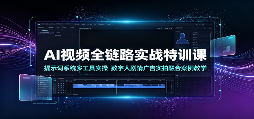 AI视频全链路实战特训课：提示词系统多工具实操，数字人剧情广告实拍融合案例教学-UUY