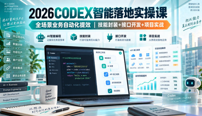 2026Codex智能落地实操课，全场景业务自动化提效，技能封装+接口开发+项目实战-UUY