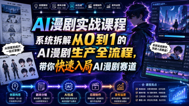 AI漫剧实战课程，系统拆解从0到1的AI漫剧生产全流程，带你快速入局AI漫剧赛道（更新）-UUY