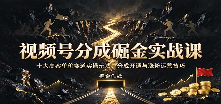 视频号分成掘金实战课：十大高客单价赛道实操玩法，分成开通与涨粉运营技巧-UUY