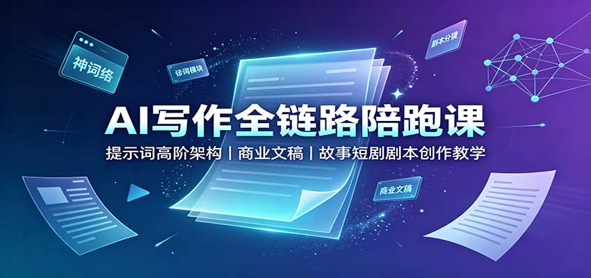 AI写作全链路陪跑课：提示词高阶架构，商业文稿，故事短剧剧本创作教学-UUY