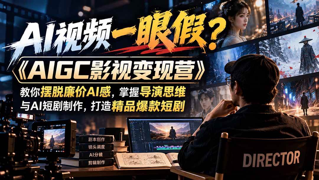 （21133期）【无水印】AI视频一眼假？《AIGC影视变现营》教你摆脱廉价AI感，掌握导演思维与AI短剧制作，打造精品爆款短剧-UUY