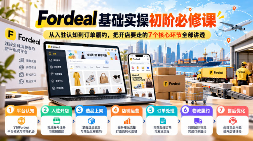 Fordeal基础实操初阶必修课，从入驻认知到订单履约，把开店要走的7个核心环节全部讲透-UUY