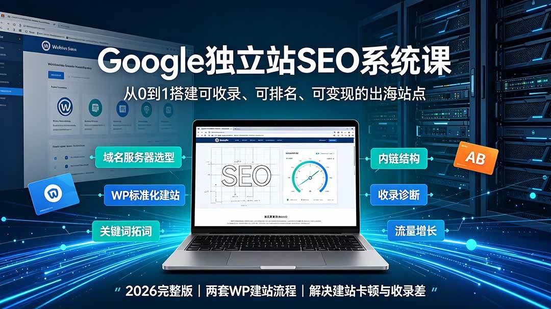 （19426期）Google独立站SEO-7月系统课：出海基建×WordPress建站×AI内容生产×站内外优化×Search Console×AdSense变现-UUY