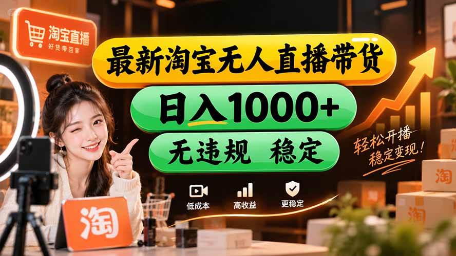 （20453期）【新技术】淘宝无人直播，独家，日入2K+，无封号，可矩阵，长期稳定-UUY