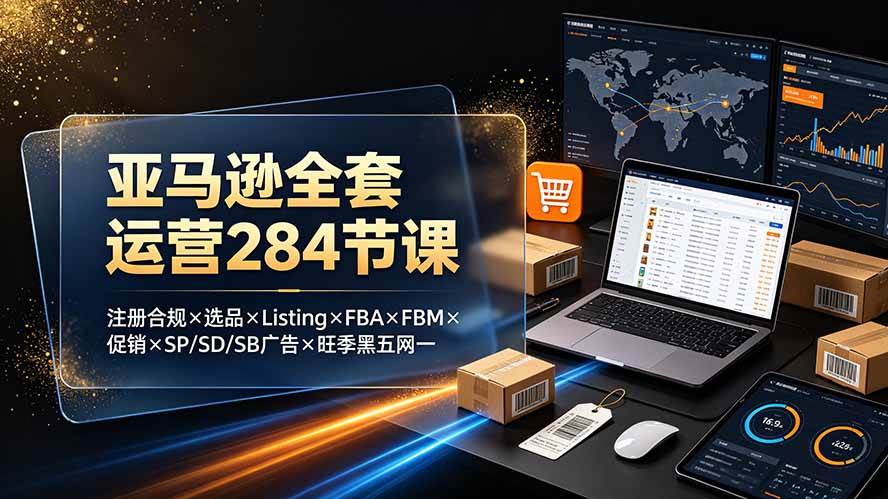 （19410期）亚马逊全套运营284节课：注册合规×选品×Listing×FBA×FBM×促销×SP/SD/SB广告×旺季黑五网一-UUY