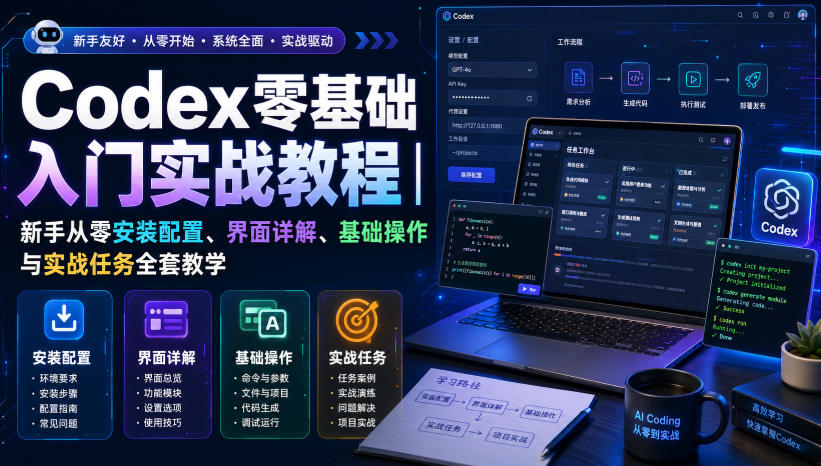 Codex零基础入门实战教程｜新手从零安装配置、界面详解、基础操作与实战任务全套教学-UUY