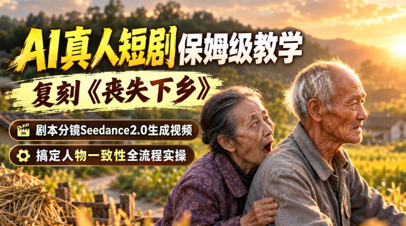 AI真人短剧保姆级教学，复刻《丧失下乡》，剧本分镜Seedance2.0生成视频，搞定人物一致性全流程实操-UUY
