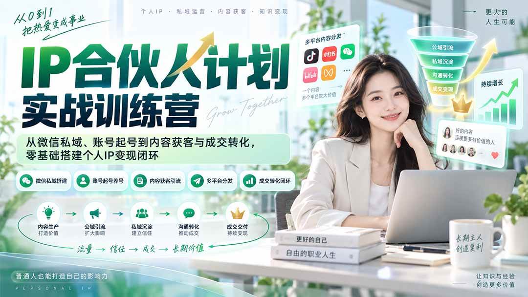 （20321期）IP合伙人计划实战训练营-更新：从微信私域、账号起号到内容获客与成交转化，零基础搭建个人IP变现闭环-UUY