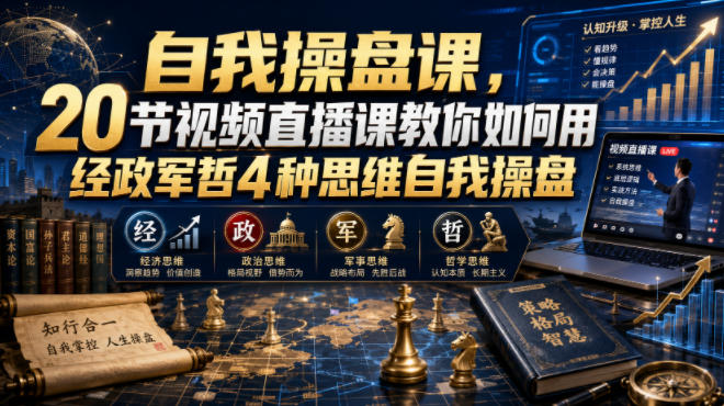 自我操盘课，20节视频直播课教你如何用经政军哲4种思维自我操盘-UUY