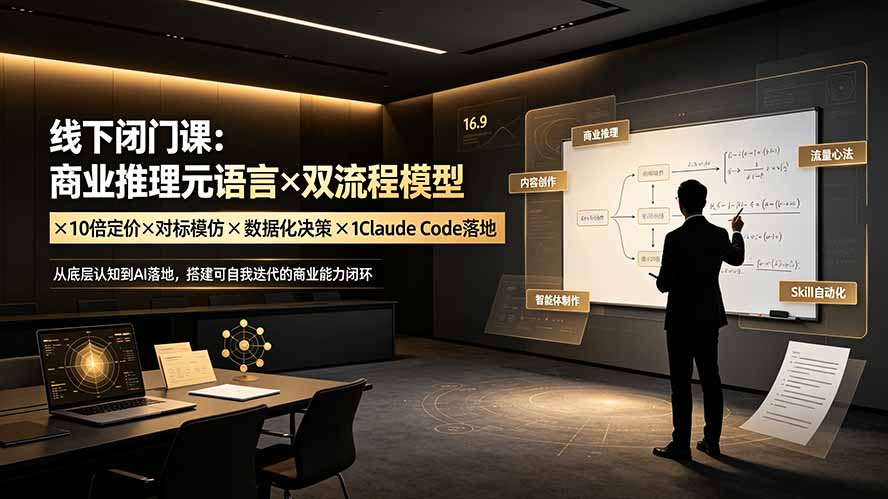 线下闭门课：商业推理元语言×双流程模型×10倍定价×对标模仿×数据化决策×Claude Code落地，击穿认知盲区-UUY