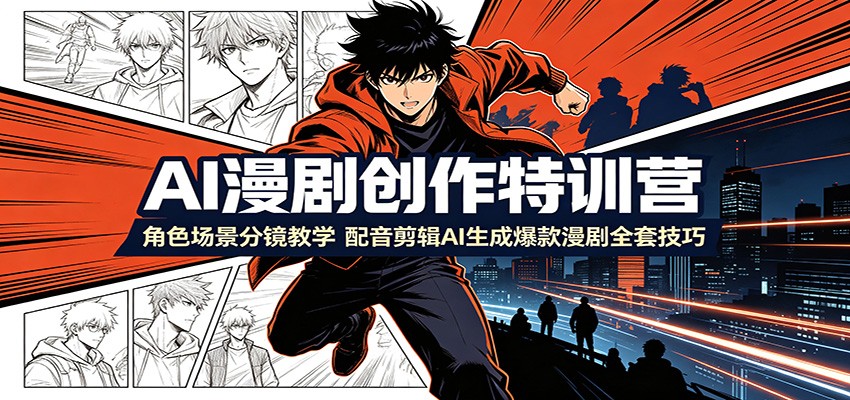 AI漫剧创作特训营：角色场景分镜教学，配音剪辑AI生成爆款漫剧全套技巧-UUY