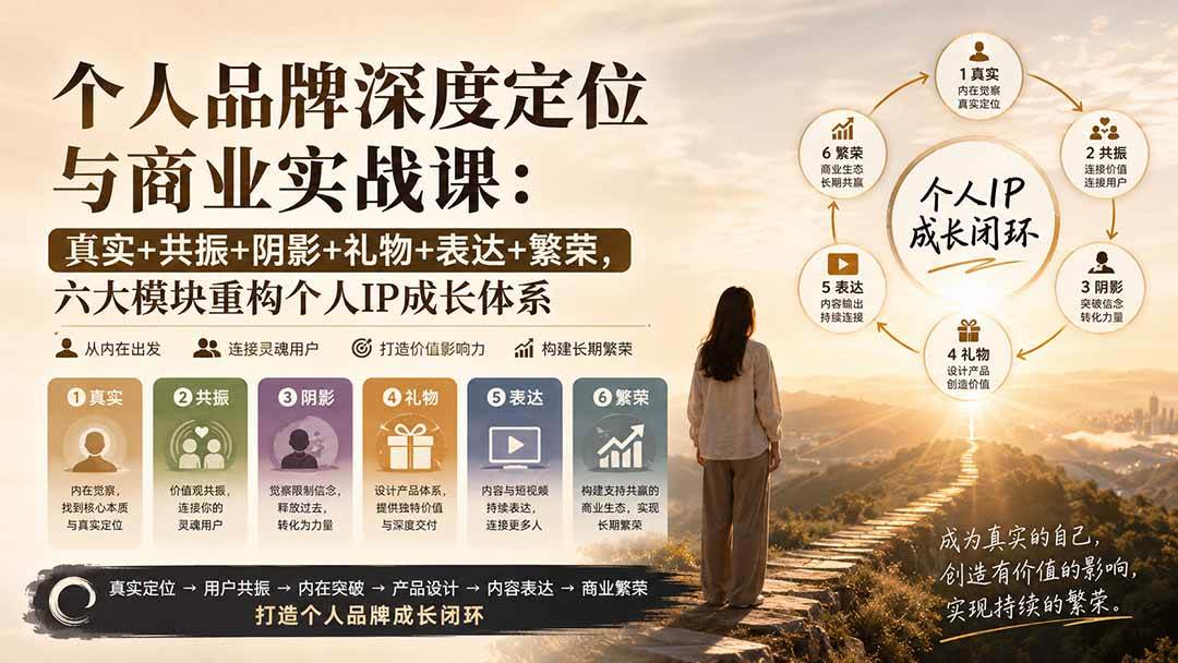 （20140期）个人品牌深度定位与商业实战课：真实+共振+阴影+礼物+表达+繁荣，六大模块重构个人IP成长体系-UUY