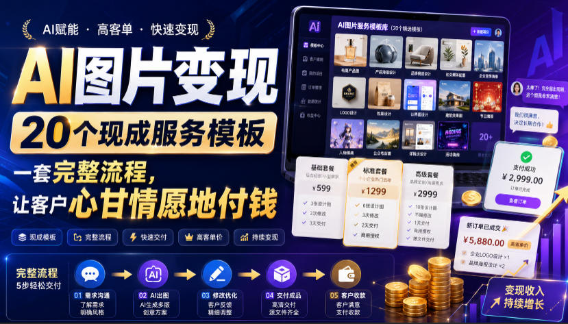 AI图片变现，20个现成服务模板，一套完整流程，让客户心甘情愿地付钱【原创双语字幕】-UUY